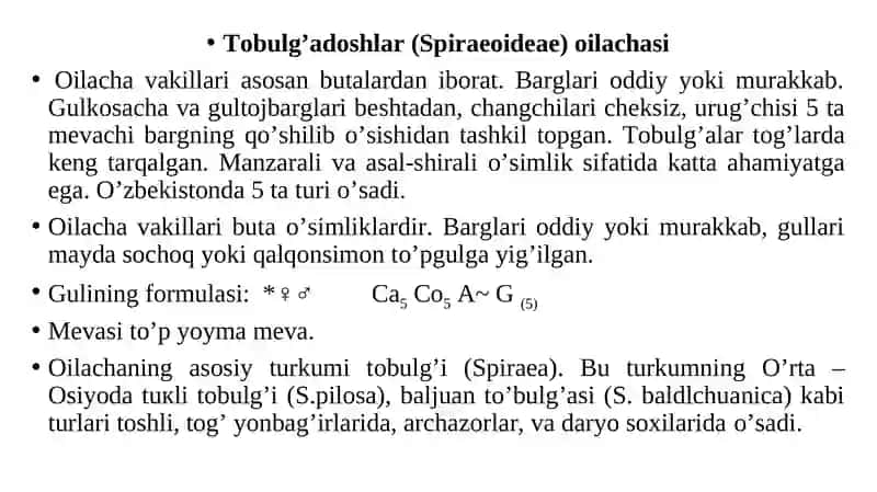 Ra'nodoshlar (Rosaceae) o'lasi 2
