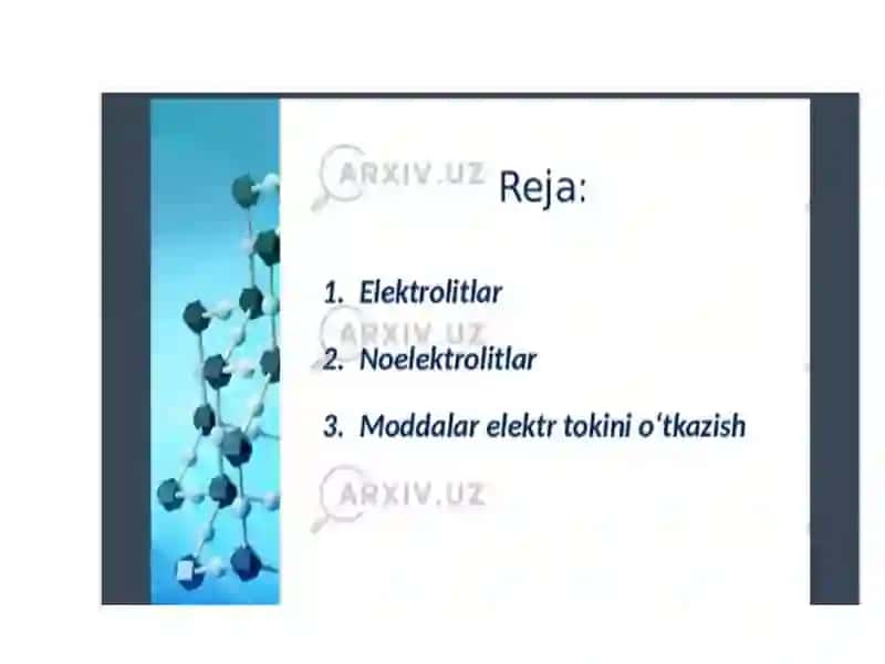 Tibbiy Kimyo Fanidan Tayyorlagan Elektrolitlar Referati 2