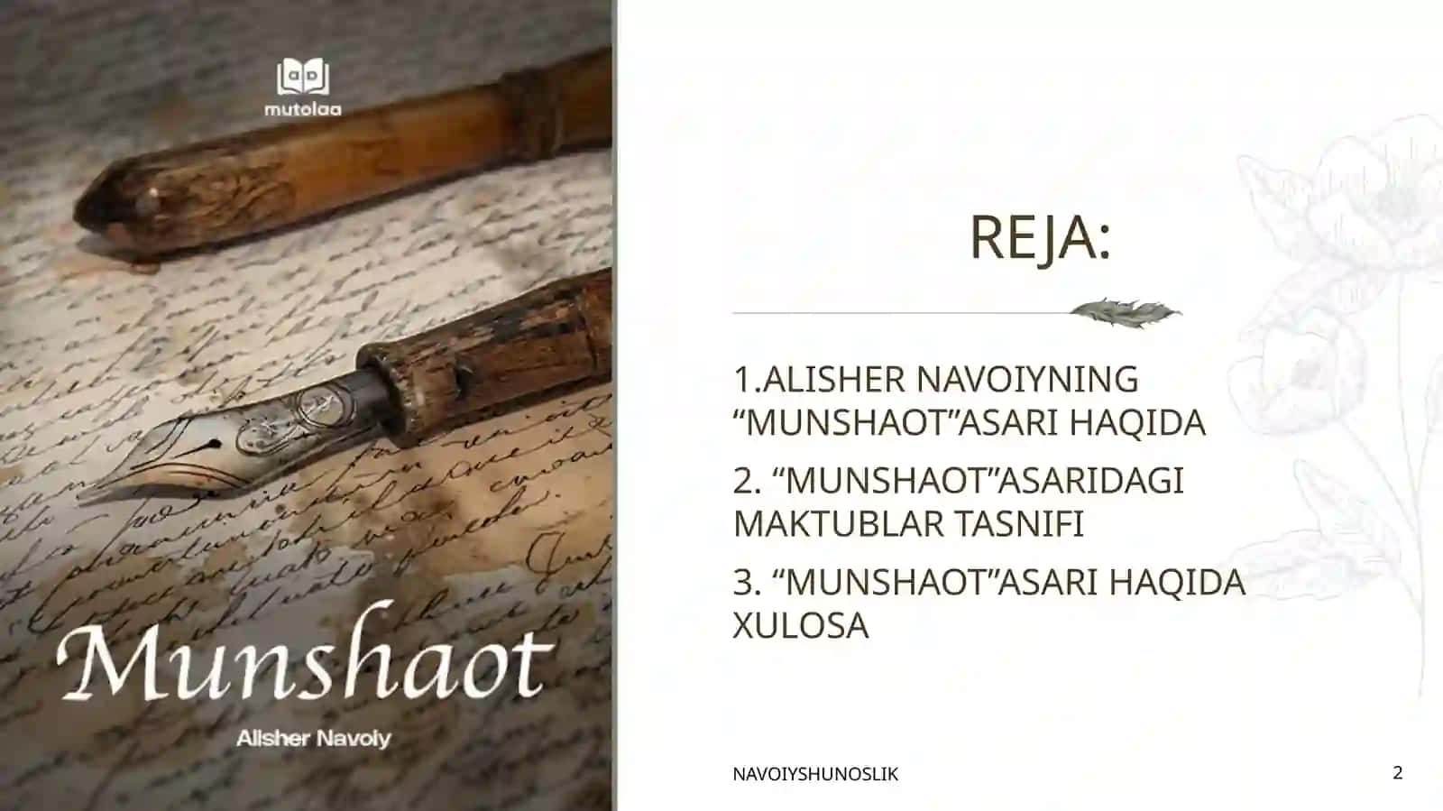 MUNSHAOT ASARI TASNIFI 2