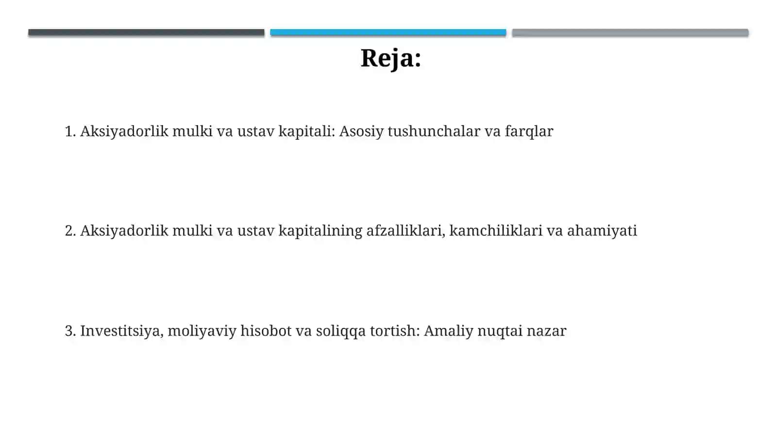 Aksiyadorlik mulki va ustav kapitali 2