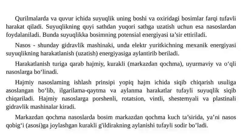 Nasoslar va ularning turlar 2