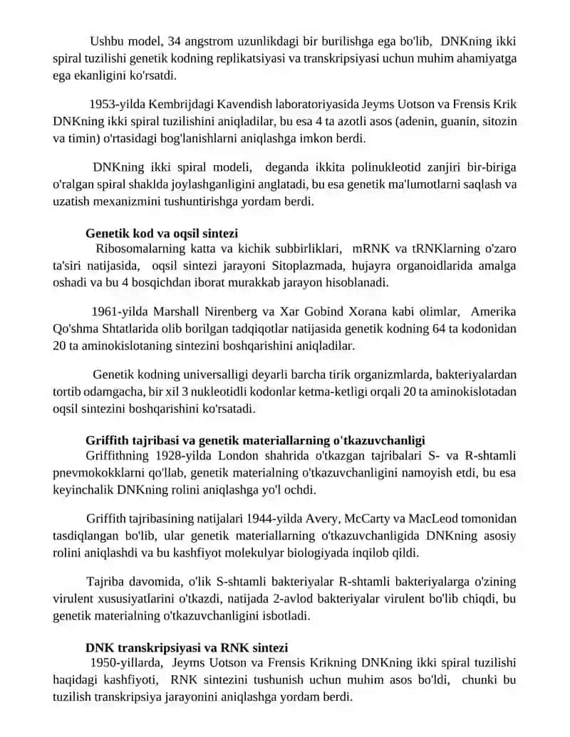 DNK MOLEKULALARI FUNKSIYASINING KASHF ETILISHI 2