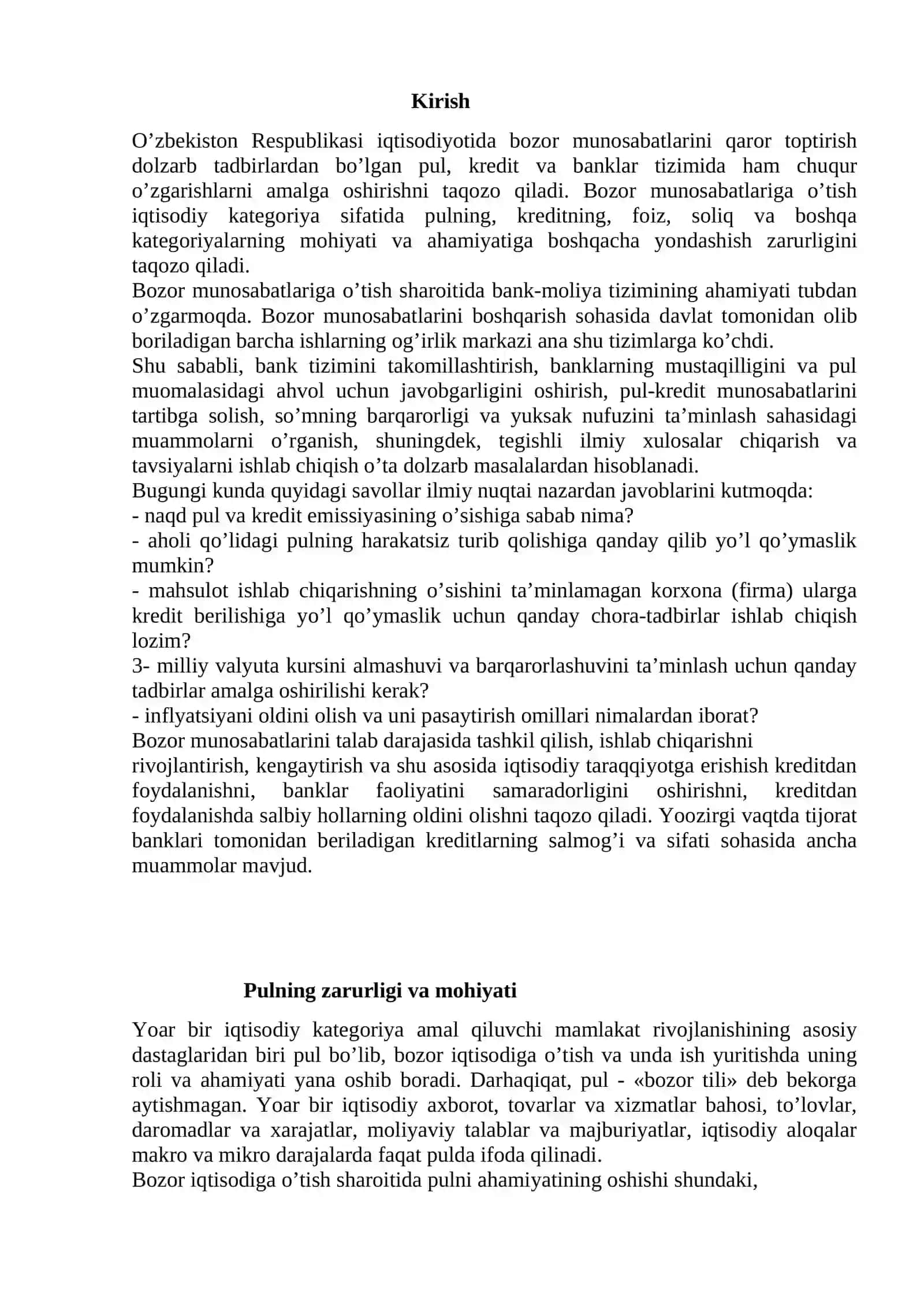Pul, kredit va bank tizim 2