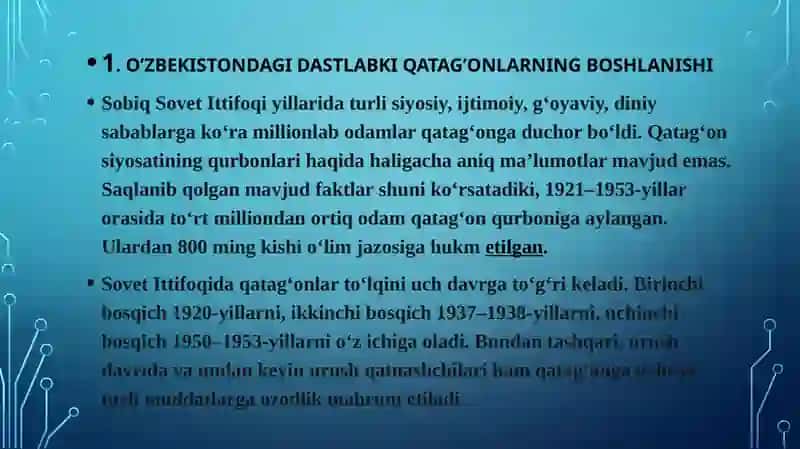 1937-1938 yillardagi o’zbekistonDAGI qatag’onLAR 2