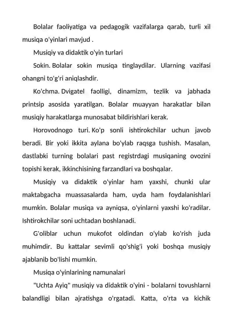 Musiqiy va didaktik o'yinlar 2