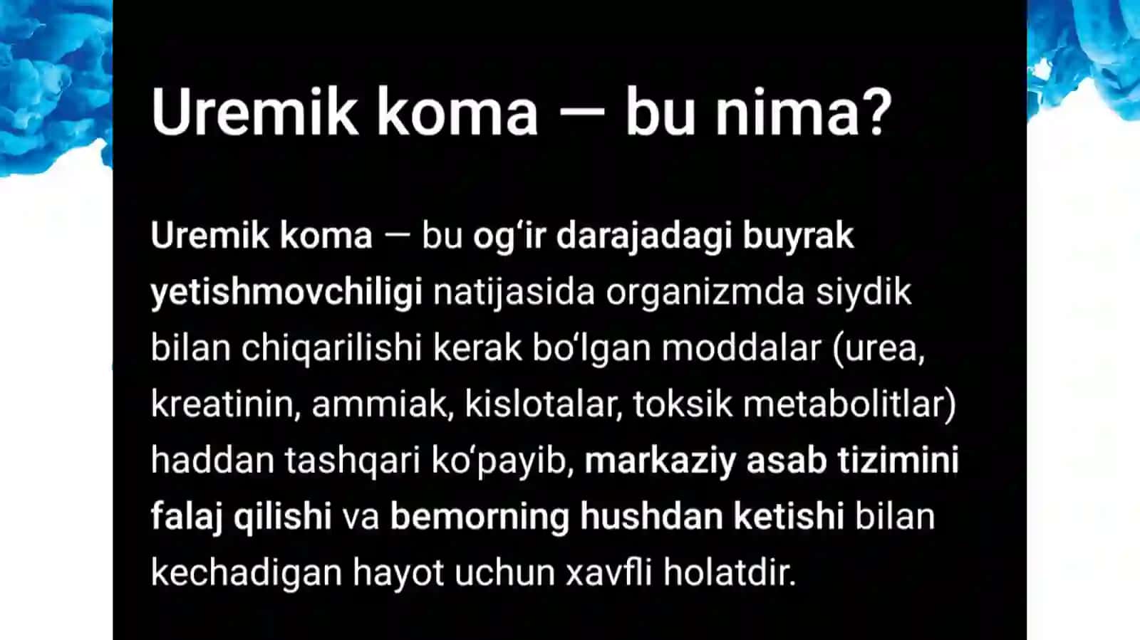 Uremikkom avanunig bo'sqichlari 2