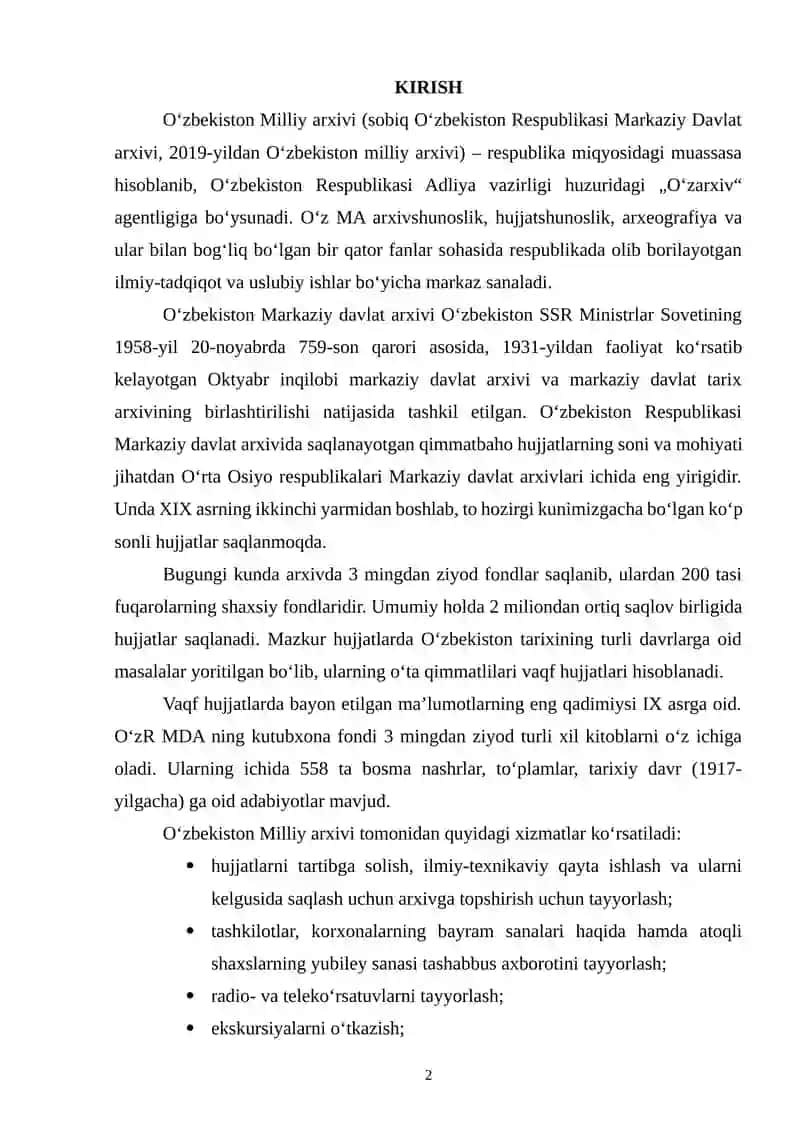 Milliy Arxiv Fondini tashkil etish va ish yuritish tartibi 2