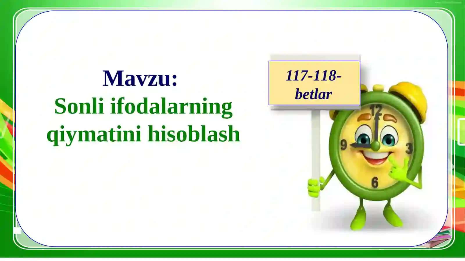 4-sinf Matematika Sonli ifodalarning qiymatini hisoblash taqdimot 2