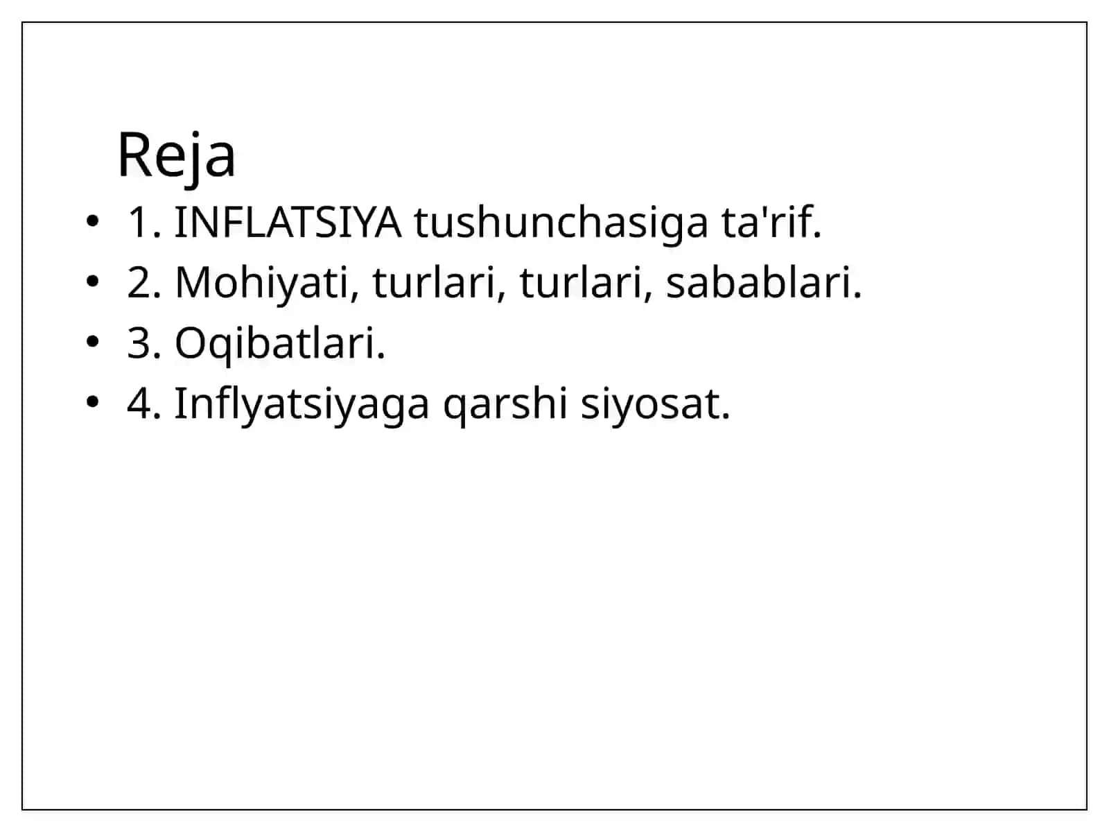 INFLATSIYA (TURLARI, SABABLARI VA OQIBATLARI) 2