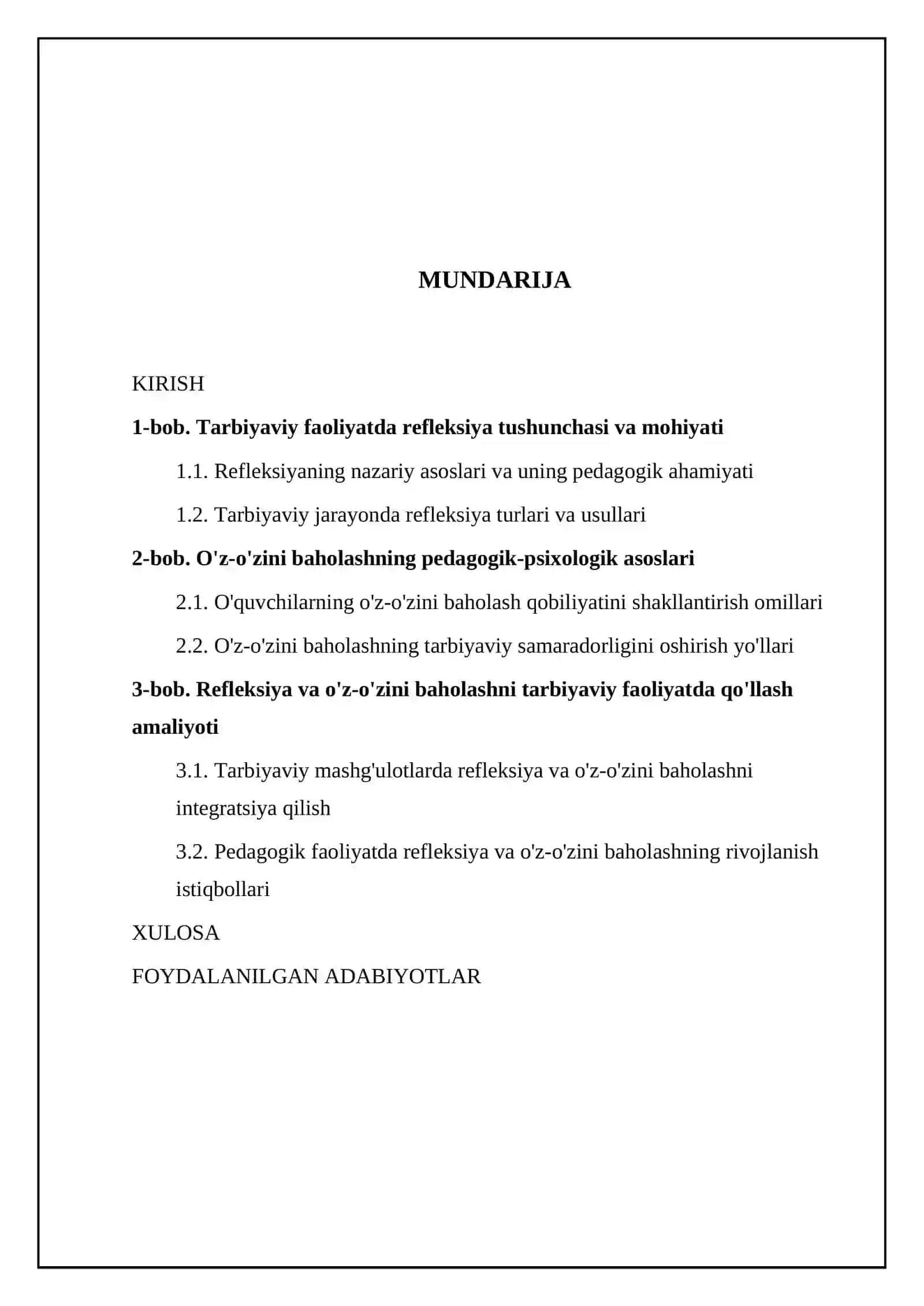 Tarbiyaviy faoliyatda refleksiya va o'z o'zini baxolash 2