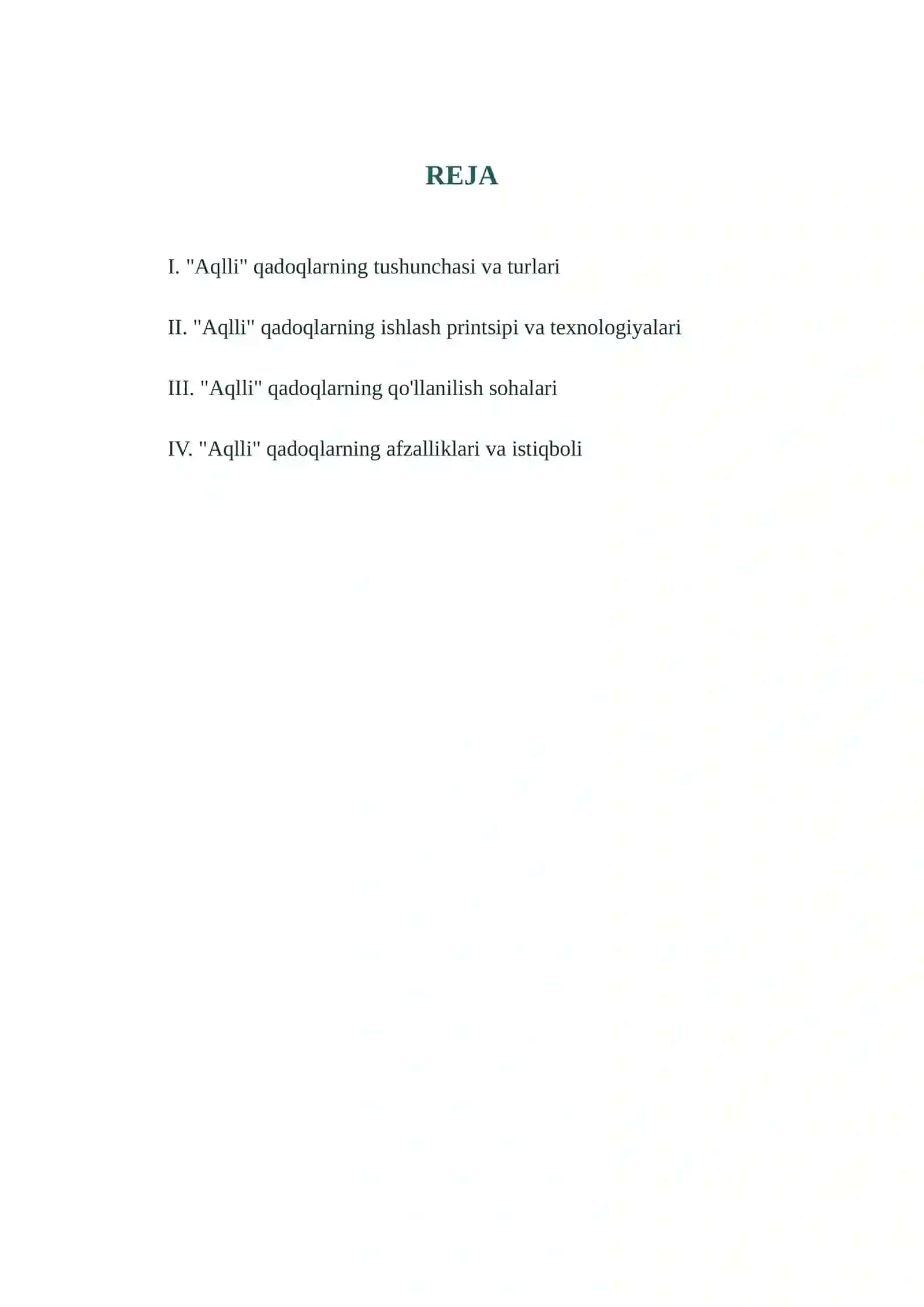 "AQLLI" QADOQLAR REFERAT 2