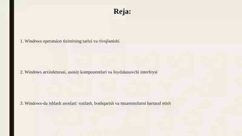 Windows operatsion tizimi tarixi va unda ishlash asoslari 2