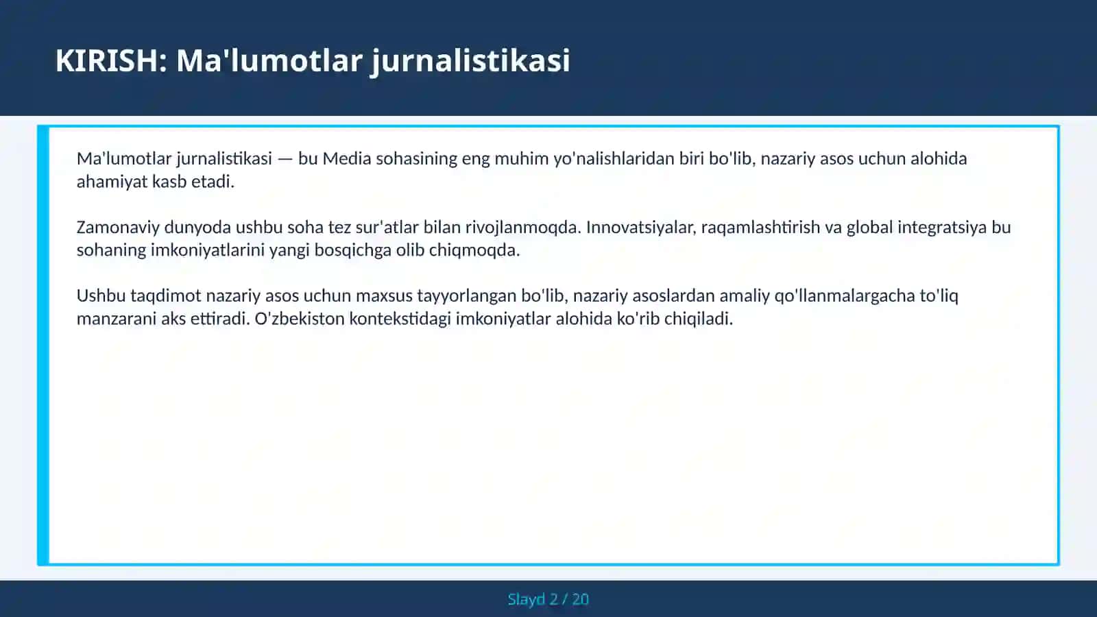 MA'LUMOTLAR JURNALISTIKASI 2
