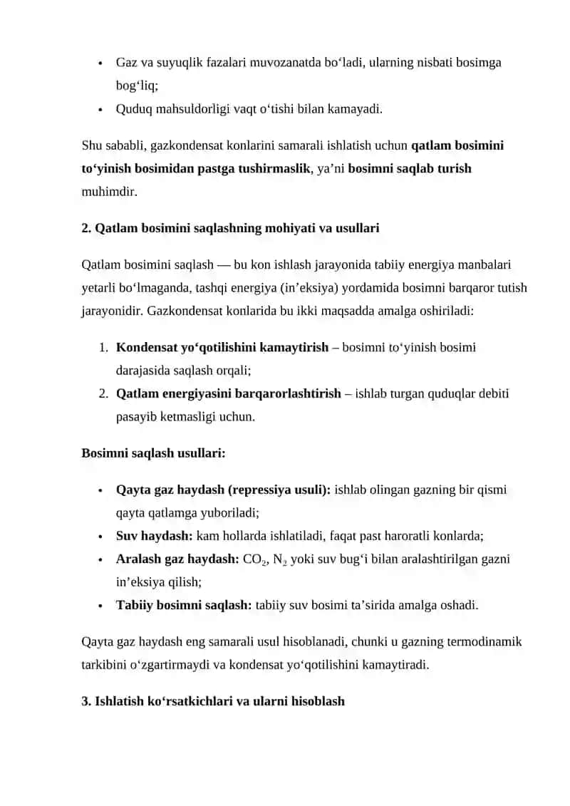 Gazkondensat konlarini ishlatish ko‘rsatkichlarini hisoblash 2