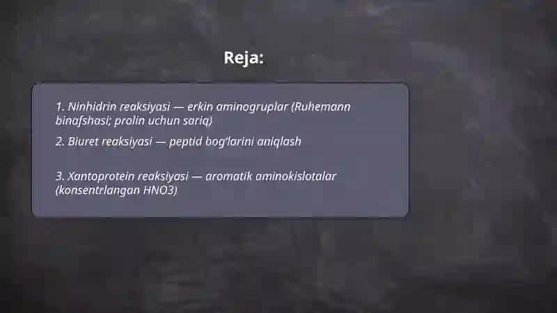 Aminokislotalar va oqsillarga xos sifat reaksiyalar 2