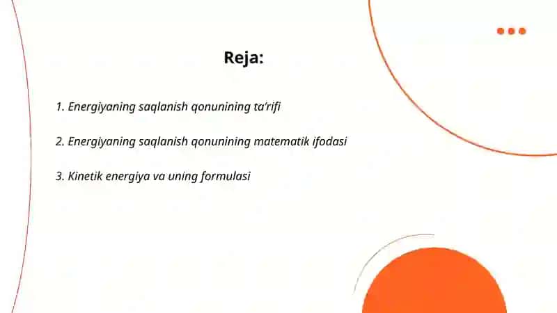 Energiyaning saqlanish qonuni 2