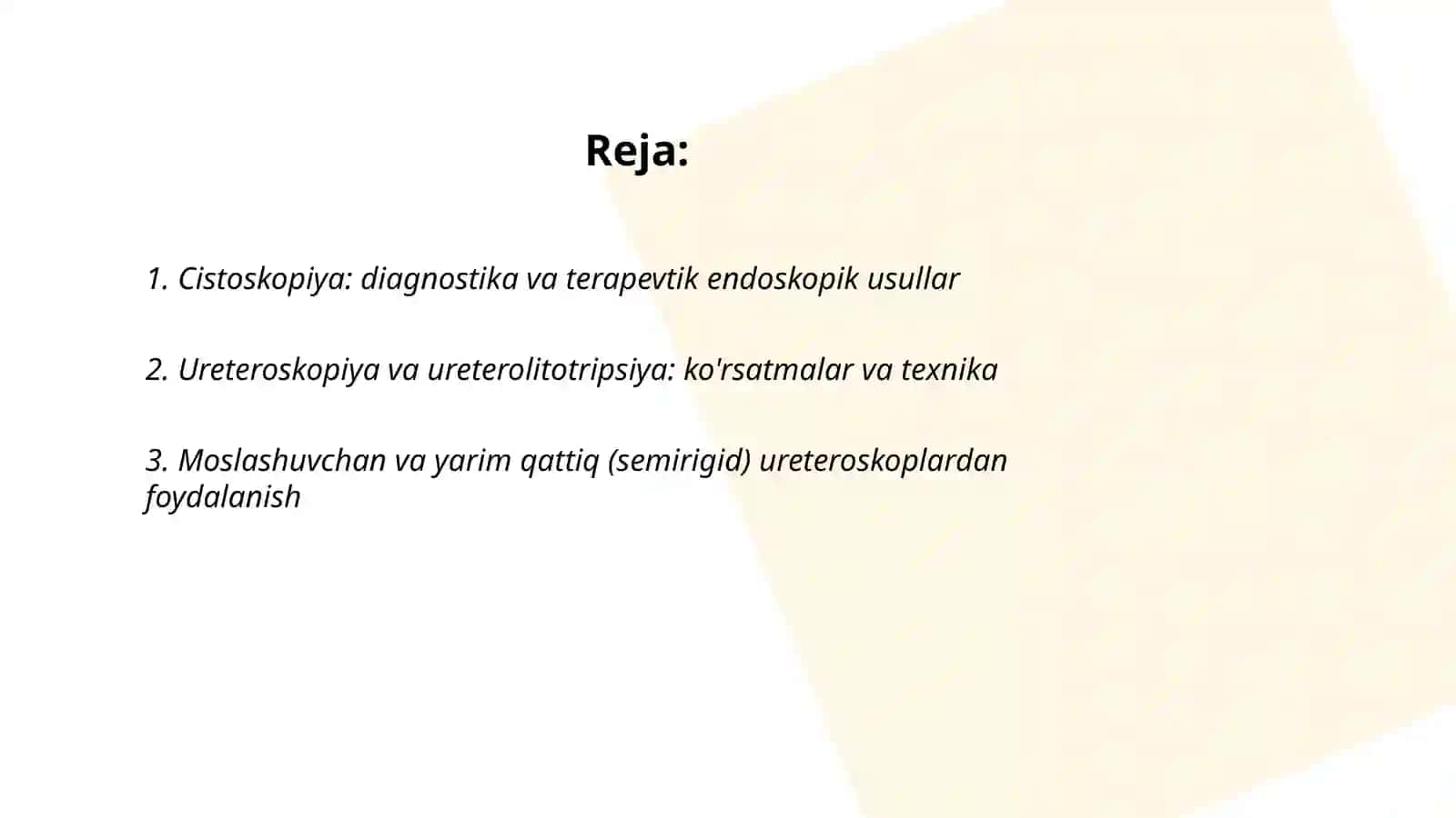 Endoskopik urologiya. Buyrak transplantologiyasi 2