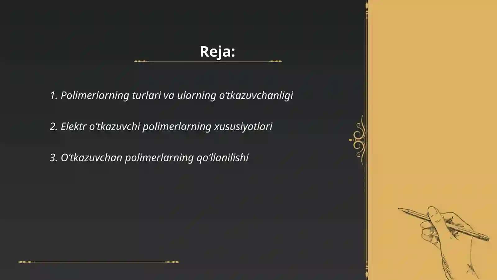 Polimerlarning oʻtkazuvchanligi 2