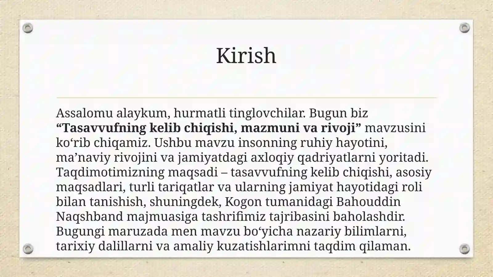 Tasavvufning kelib chiqishi, mazmuni va rivoji 2