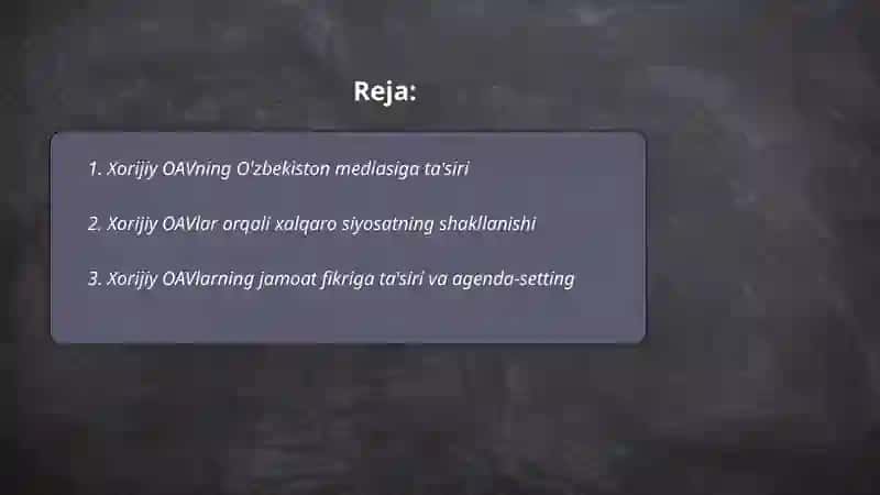 Xorijiy OAVning media makonidagi oʻrni 2