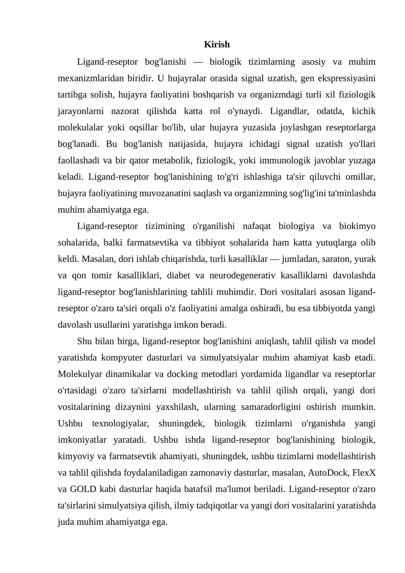 Ligand-reseptor bog'lanish uchun dasturlar 2