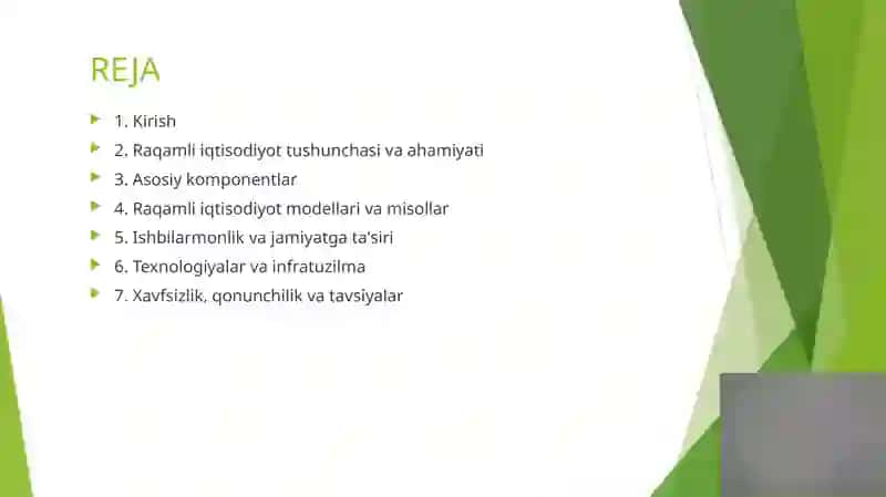 Raqamli iqtisodiyot taqdimoti 2