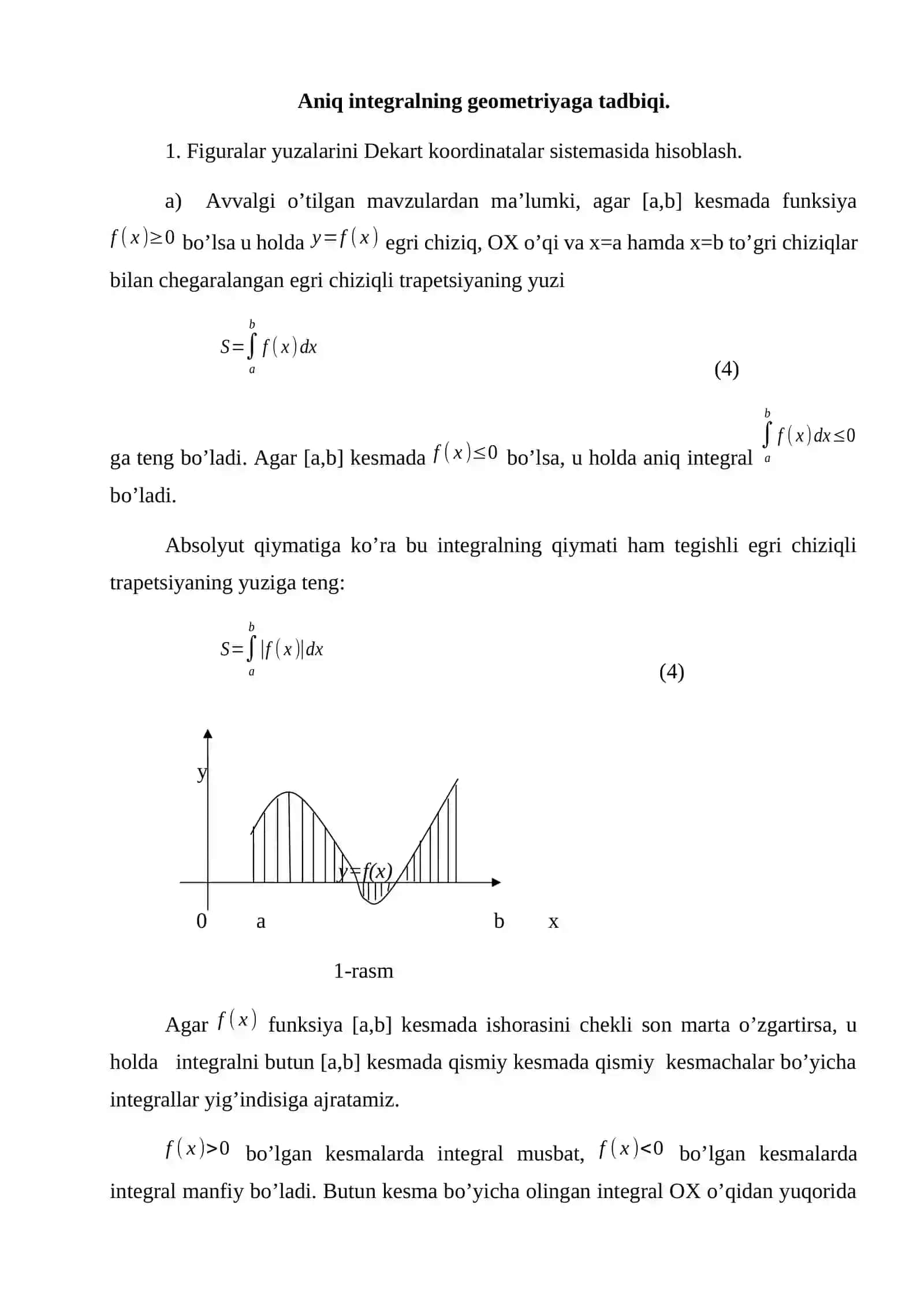 Aniq integralning geometriya va mexanikaga tadbiqlari 2
