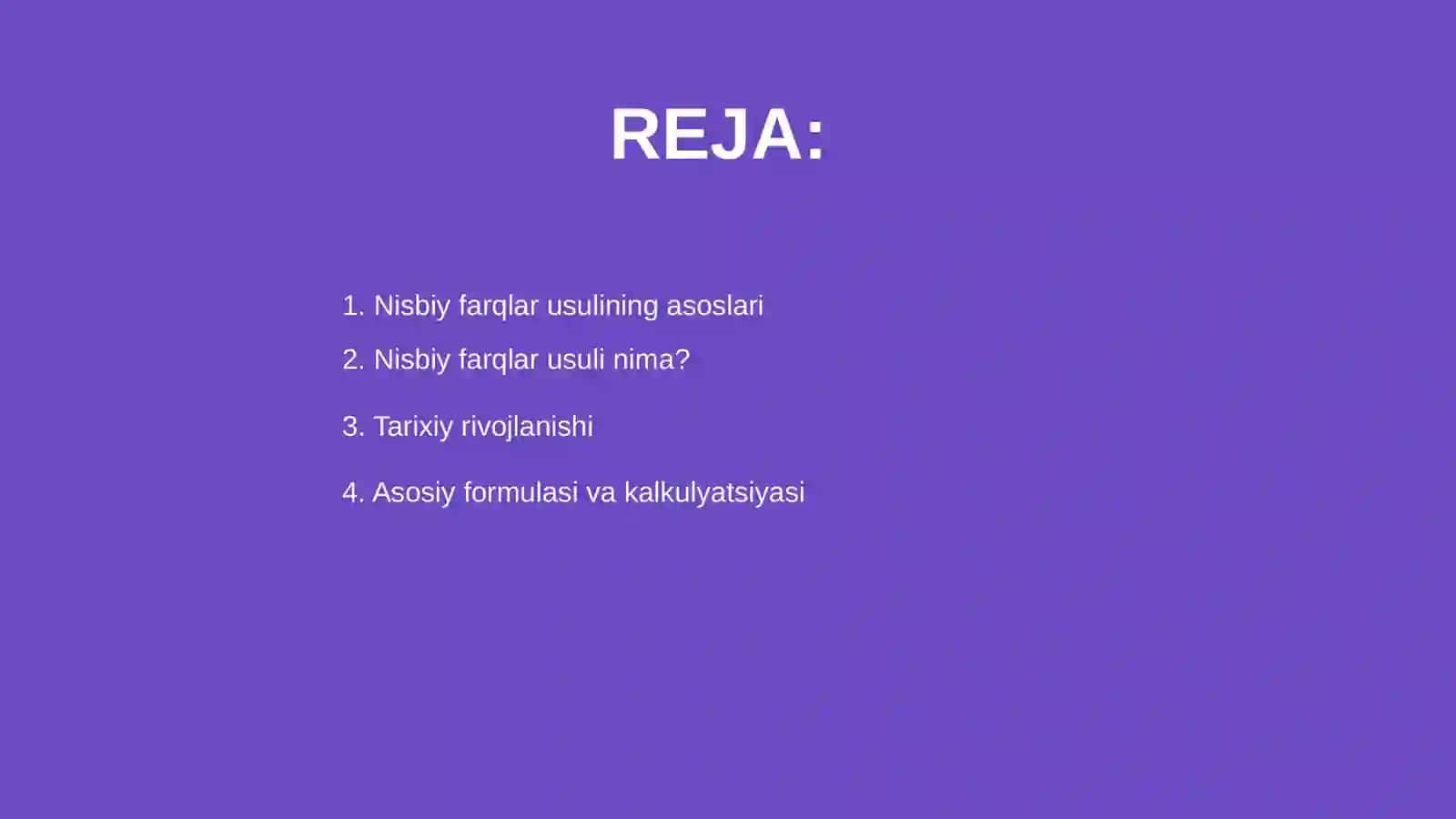 Nisbiy farqlar usuli 2