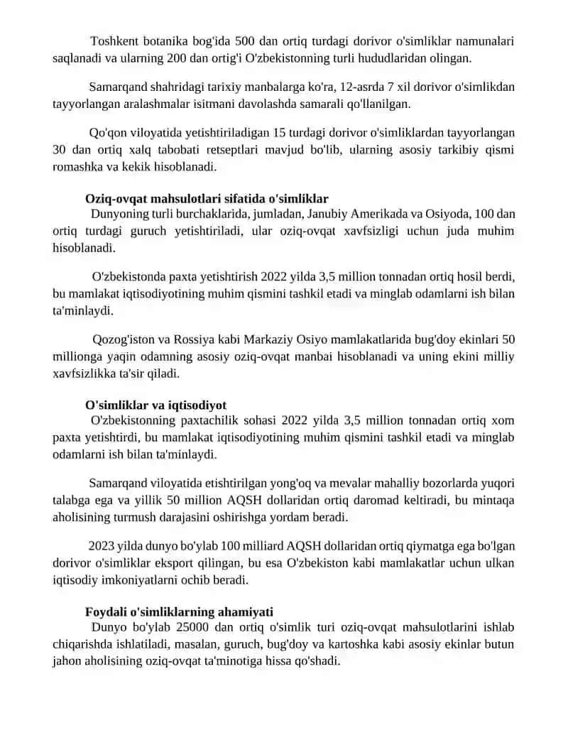 O'simliklar va inson salomatligi 2