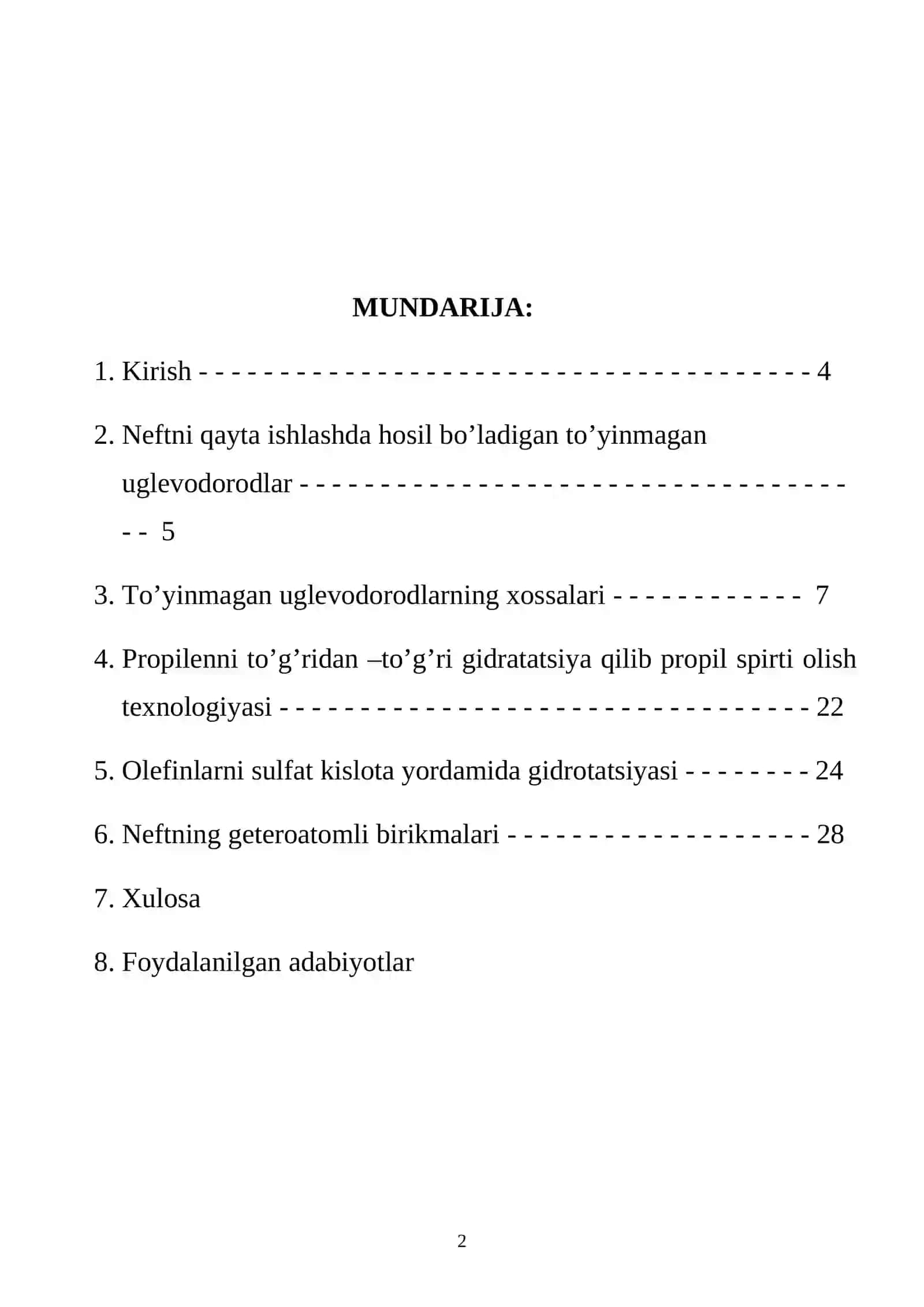 Propilen oksidini gidratlash jarayonini o’rganish 2