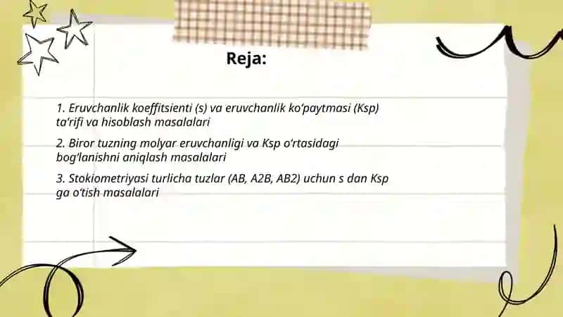 Eruvchanlik koeffitsienti va eruvchanlik koʻpaytmasi 2