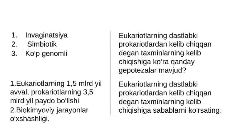 Hujayralar evolyutsiyasi-mustahkamlash 2