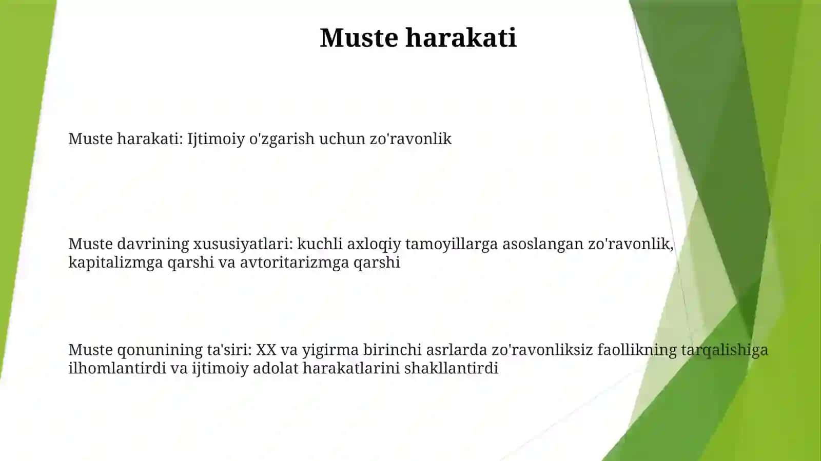 Muste Davrining Xususiyatlari 2