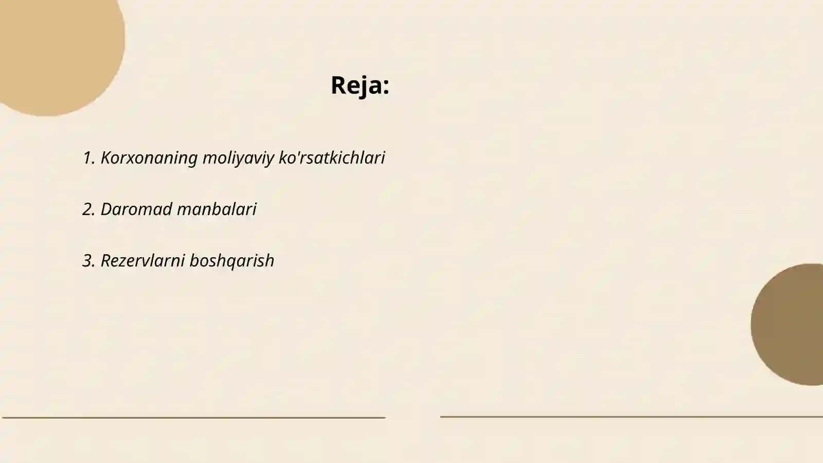 Korxonaning moliyaviy ko'rsatkichlari 2