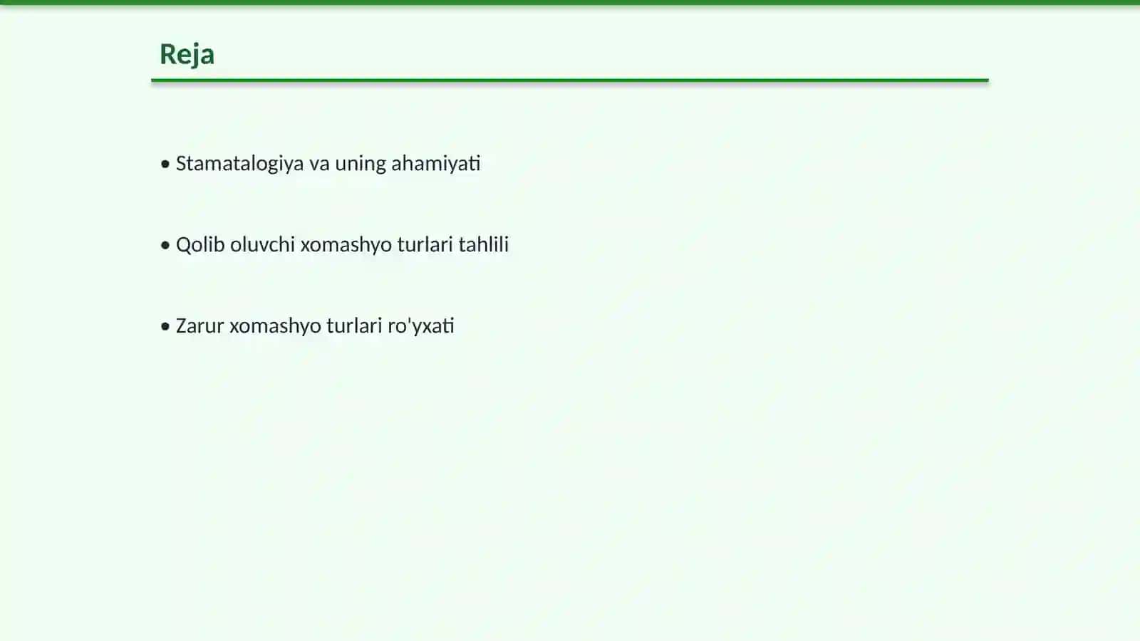 Stamatalogiyada qolib oluvchi xomashyo turlari 2