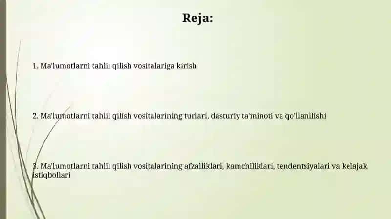 Ma'lumotlarni tahlil qilish vositalari 2
