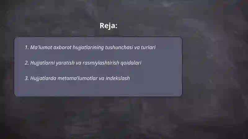 Ma'lumot axborot hujjatlari 2