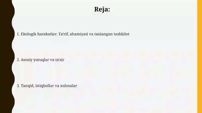 Ekologik harakatlar: Ta'rif va ahamiyati 2