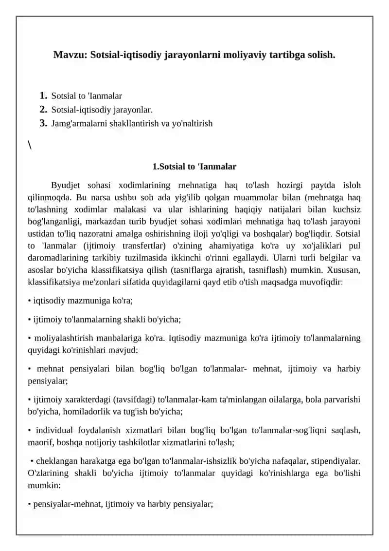Sotsial-iqtisodiy jarayonlarni moliyaviy tartibga solish 2