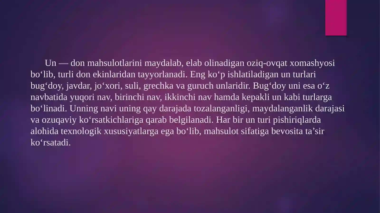 Unlarning assortimenti va iste’mol xususiyatlari 2