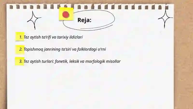 Tez aytish va topishmoq janrlari 2