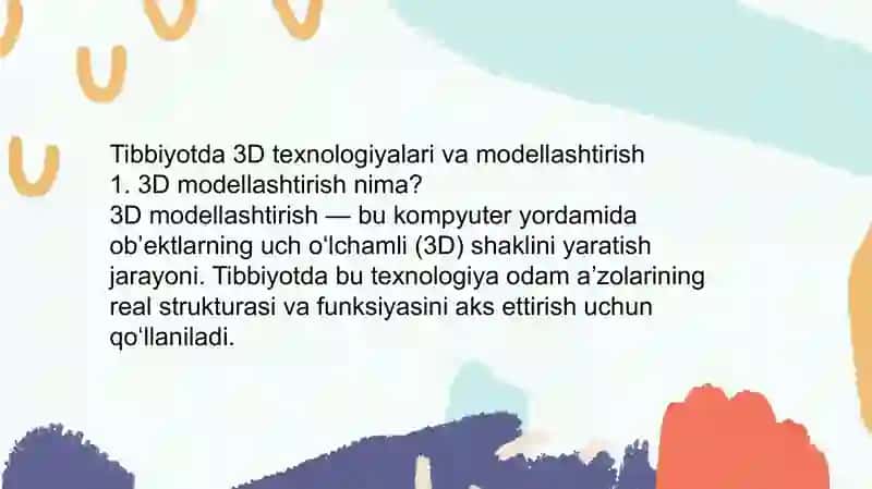 3D modellashtirish Tibbiyotda 2