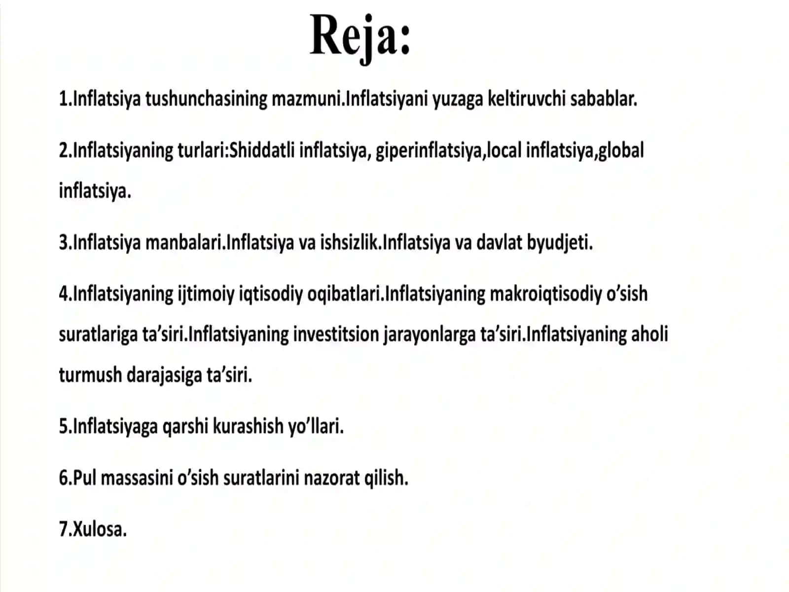 INFLATSIYA VA UNGA QARSHI KURASHISH YO’LLARI 2