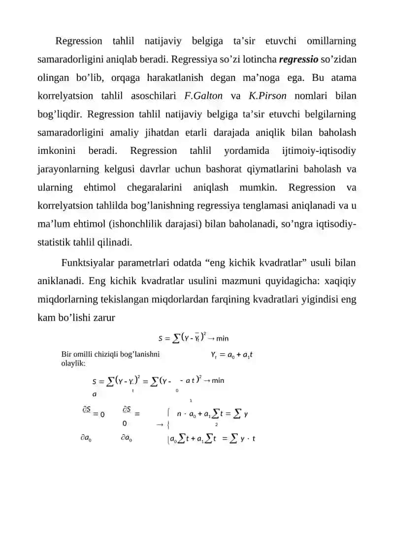 Regression Taxlilninig mohiyati 2