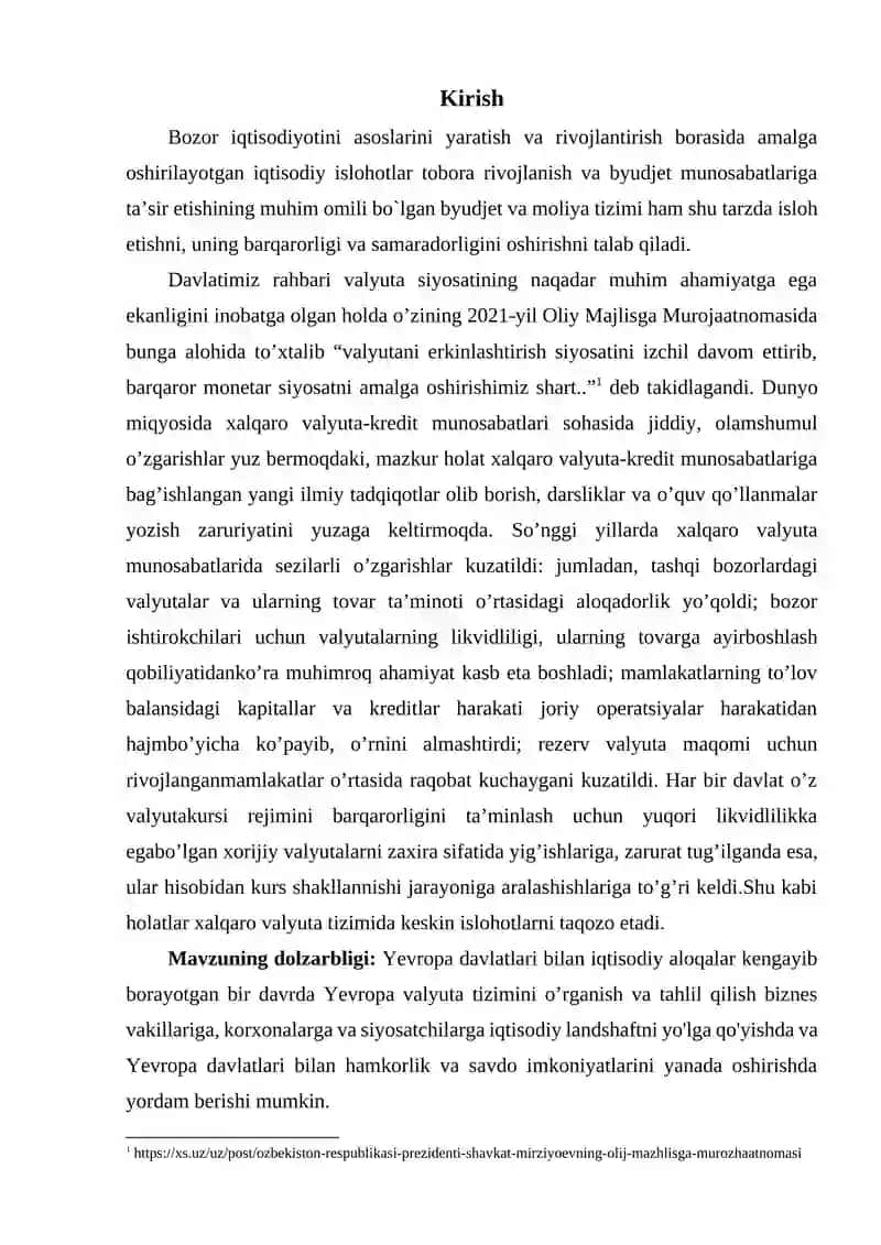 Yevropa valyuta tizimi rivojlanish istiqbollari 2