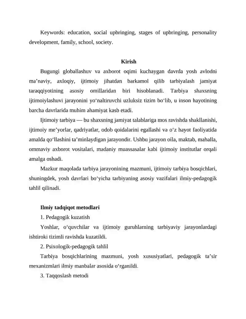 Tarbiya va ijtimoiy tarbiya bosqichlari 2