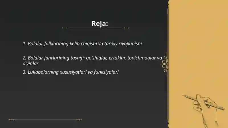 Bolalar folklori va janrlari taraqqiyoti va xususiyatlari 2