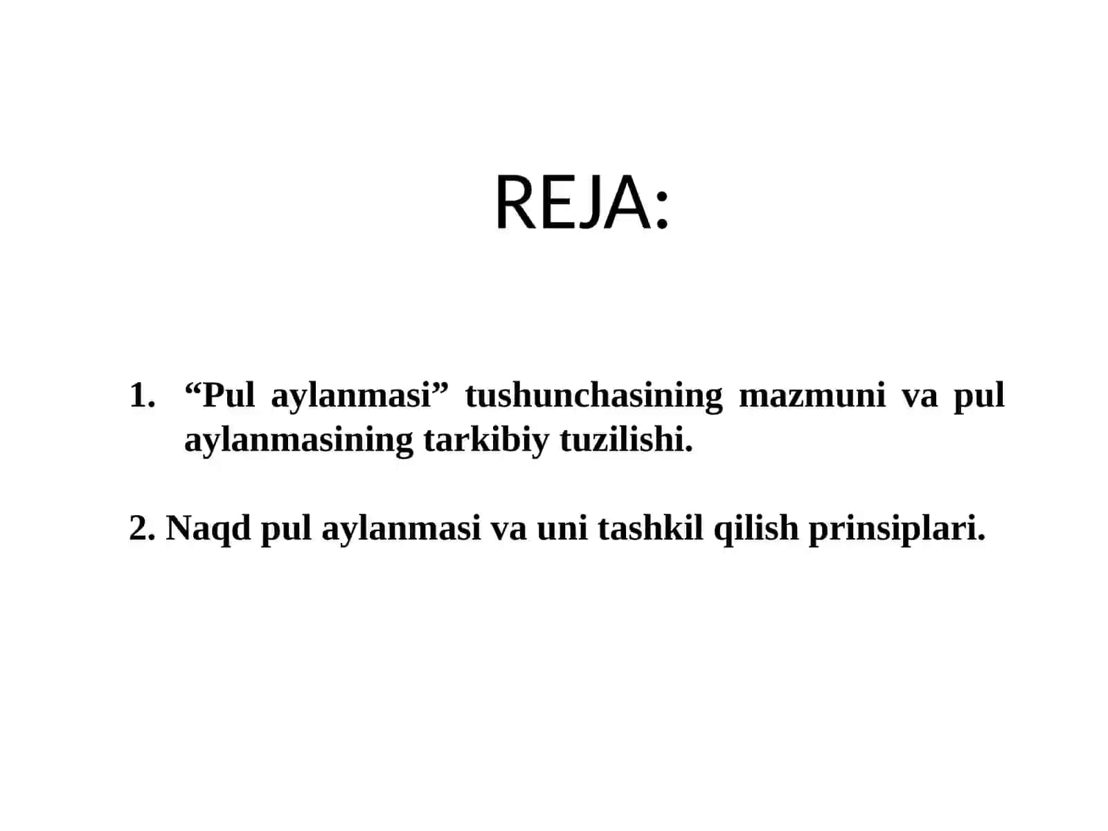 Pul aylanmasi va uning tarkibi 2