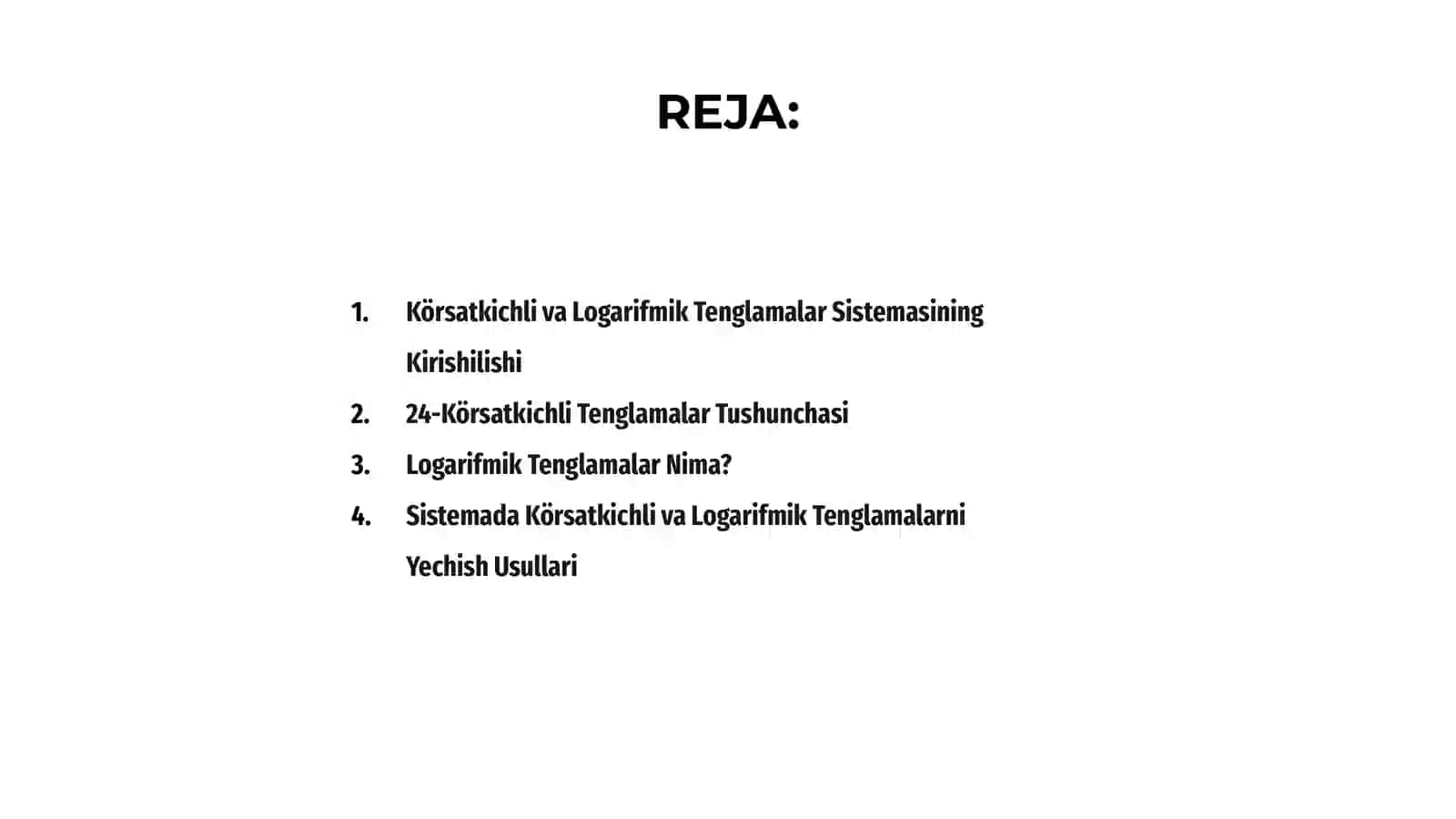 24-Kõrsatkichli va Logarifmik Tenglamalar Sistemasi 2