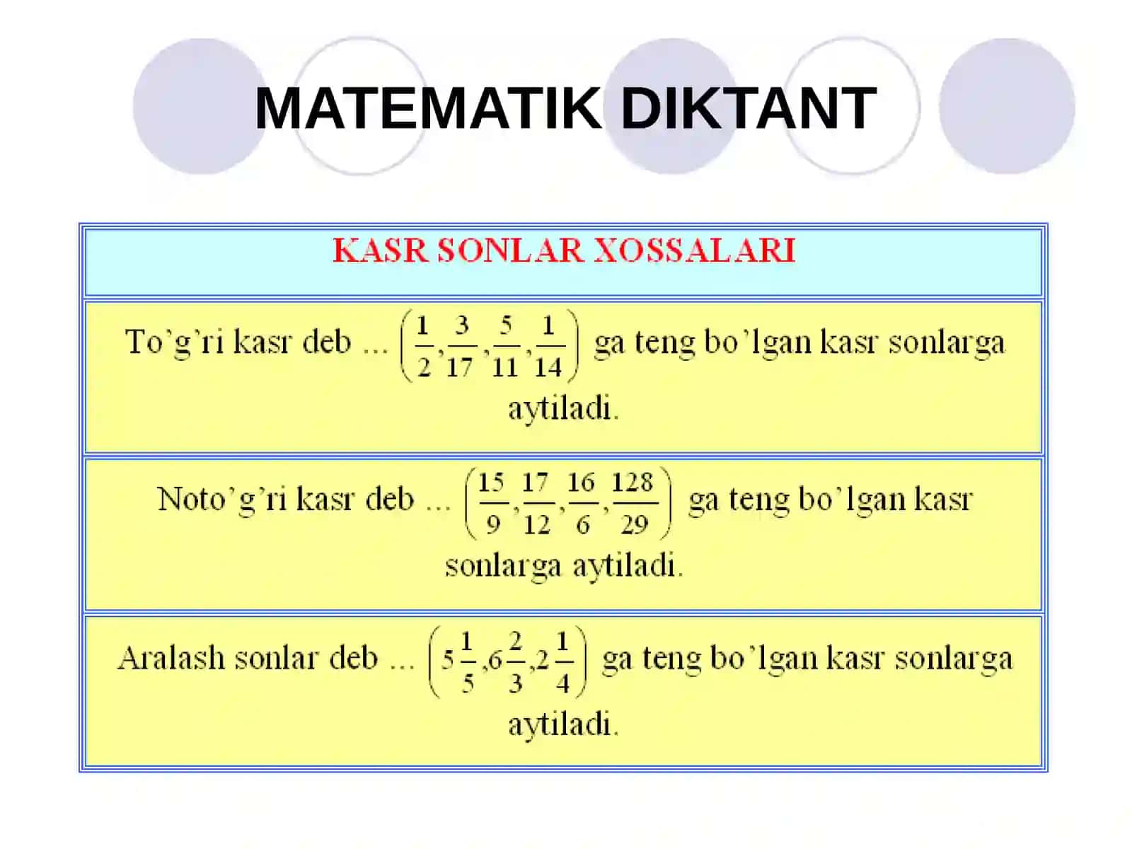 MATHEMATIK DIKTANT SAVOLLAR 2